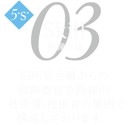 旧明星金属からの経験豊富で熟練の技術者・技能者の集団で構成しております。